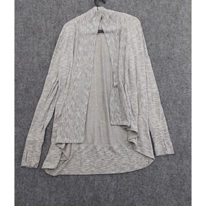 Athleta Pranayama Restore Wrap Sweater Womens Medium Gray Thumbholes Pockets